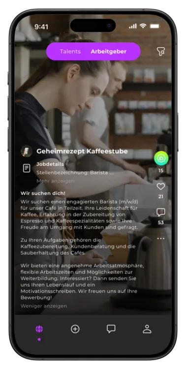 Feed Talent Arbeitgeber Jobdetails aufgeklappt