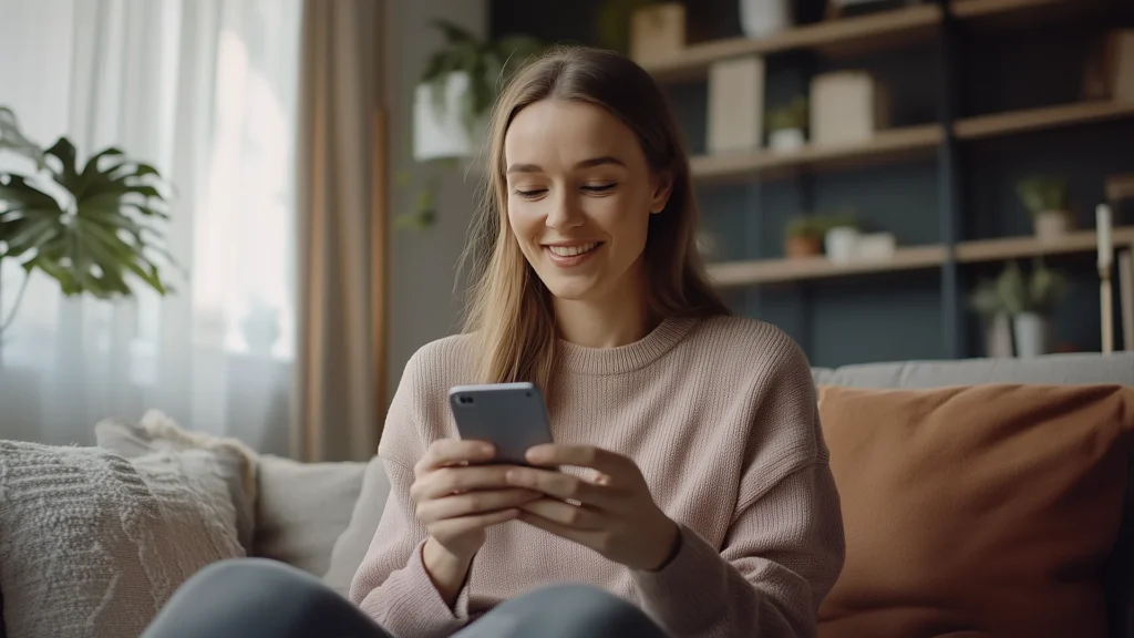 Moderne Jobsuche mit dem Smartphone auf der Couch