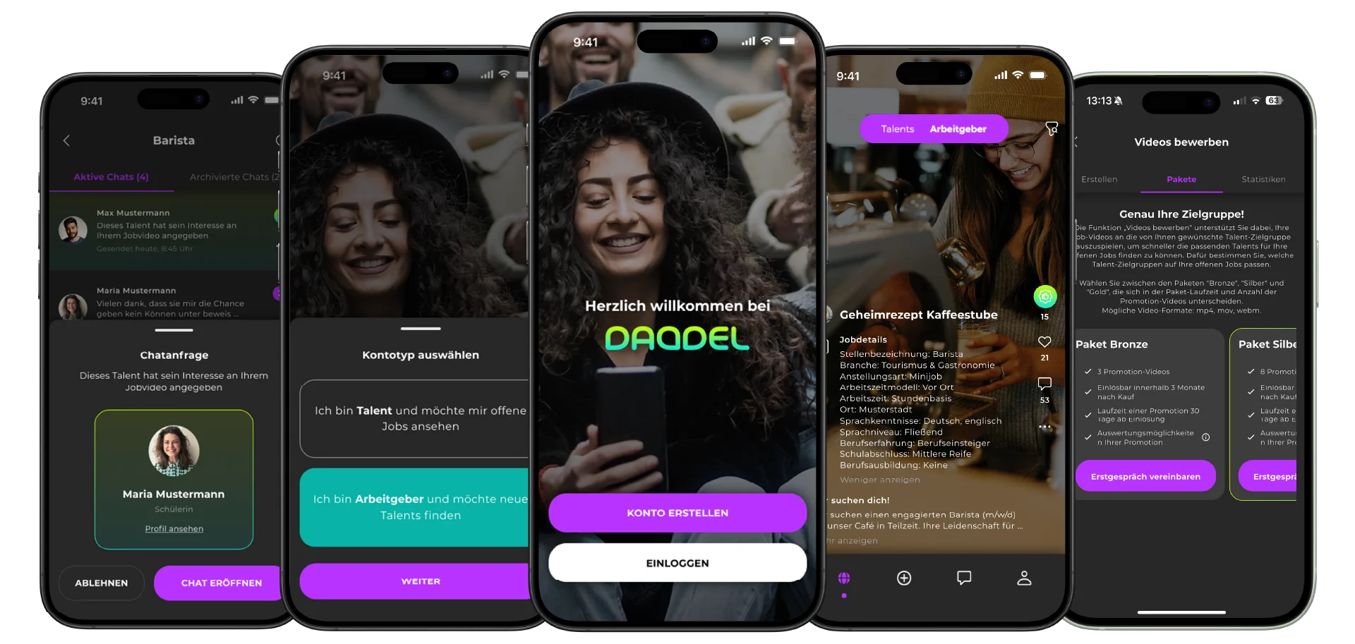 Daddel App Screens
